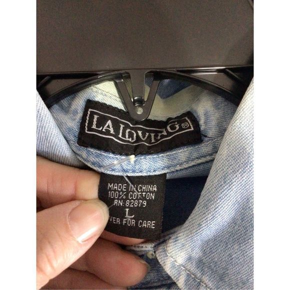 Vintage Denim Shirt Men’s Unisex Blue Size Large - Picture 12 of 16